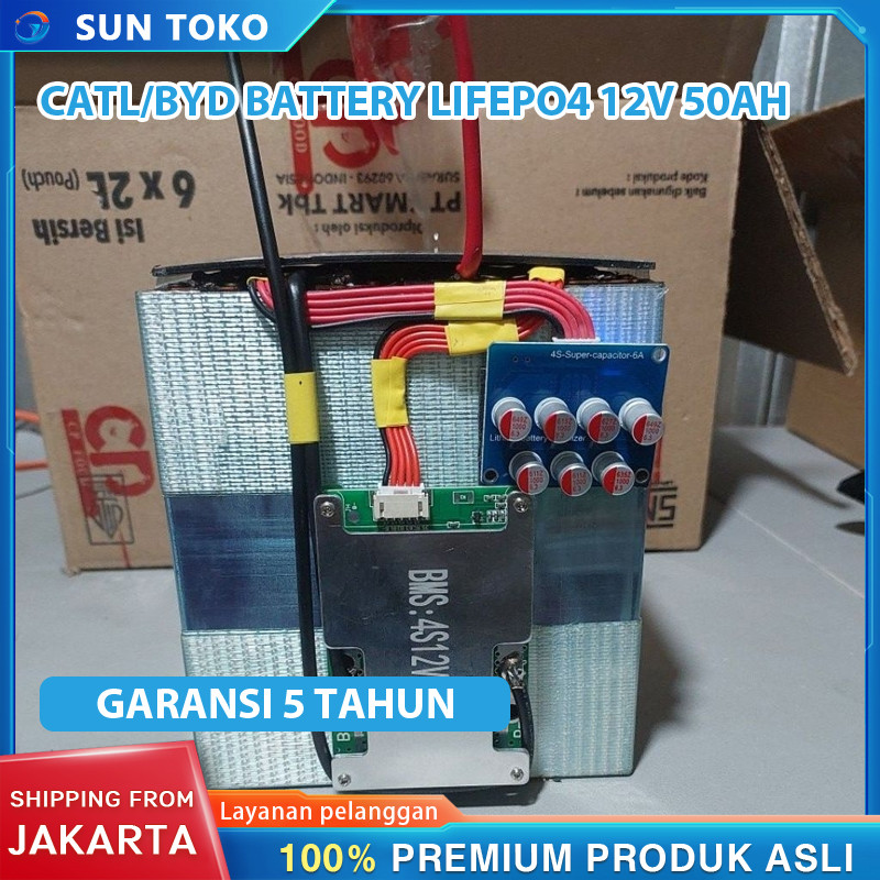 Batre Lifepo4 12v 50ah/52AH Baru 100% Untuk Inverter 2025 ttery Baterai Lifepo4 12V/24V 52Ah / 24V 5