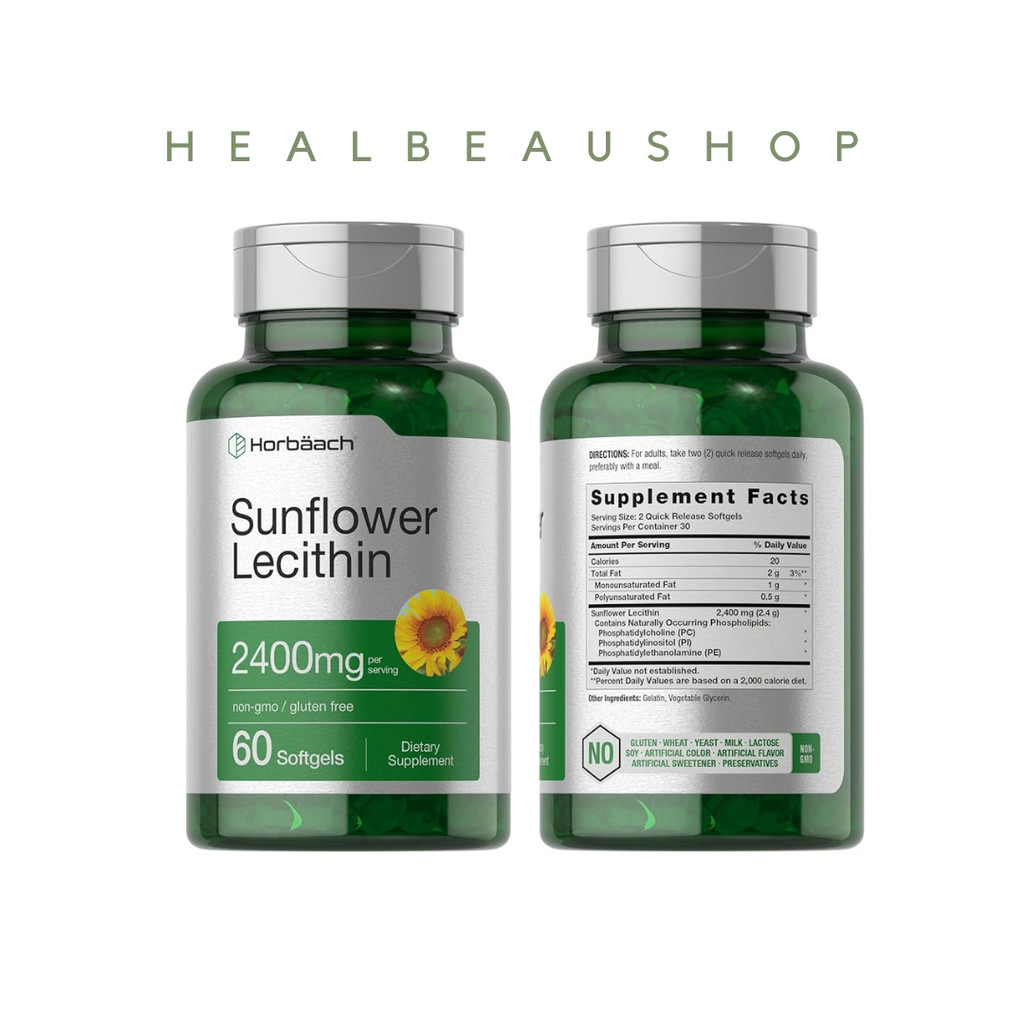 Horbaach Sunflower Lecithin 2400mg 60softgel Suplemen Kolesterol