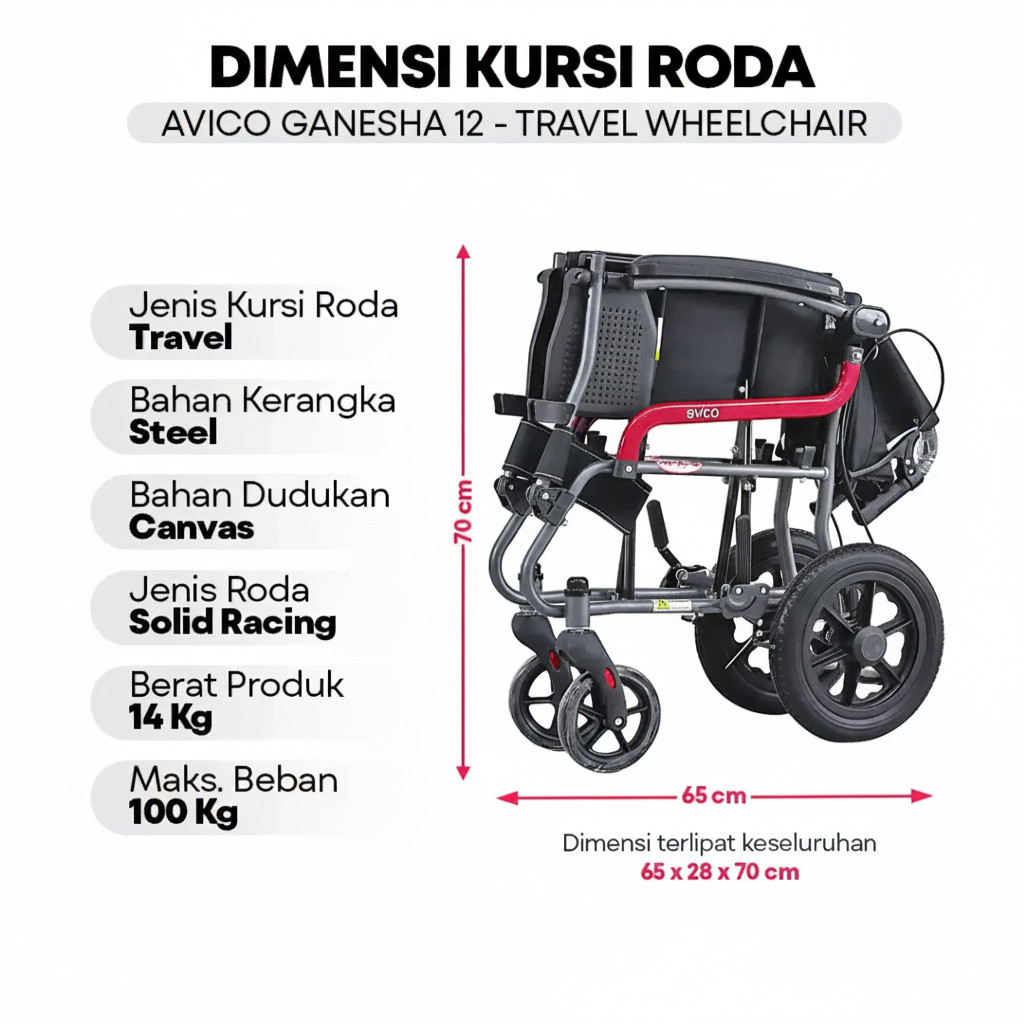 Kursi Roda Travel Lipat Avico Ganesha Roda Kecil