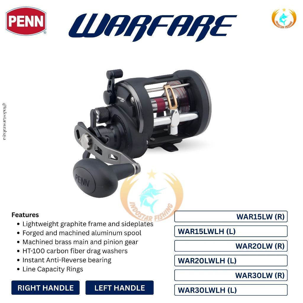 Reel Overhead PENN Warfare Level Wind Drag Kuat Untuk Jigging