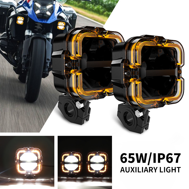 Lampu Sorot Motor Low Beam High Beam DRL Lampu Depan Super Terang Lampu Kabut Universal Modifikasi U