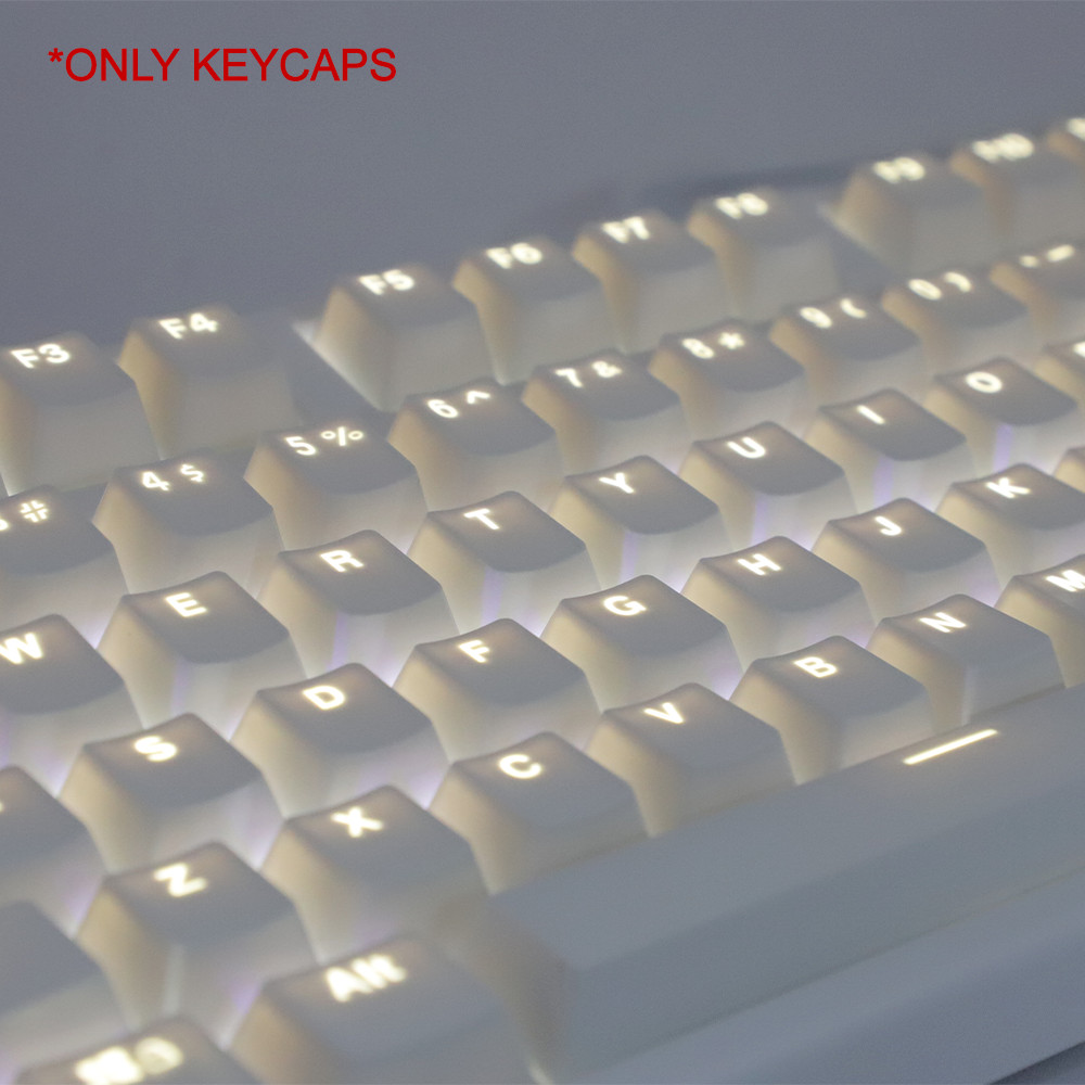 108 Keys White Keycaps ABS OEM Height Suit for 61 87 104 Meanical Keyboard Transparent Backlight Ann