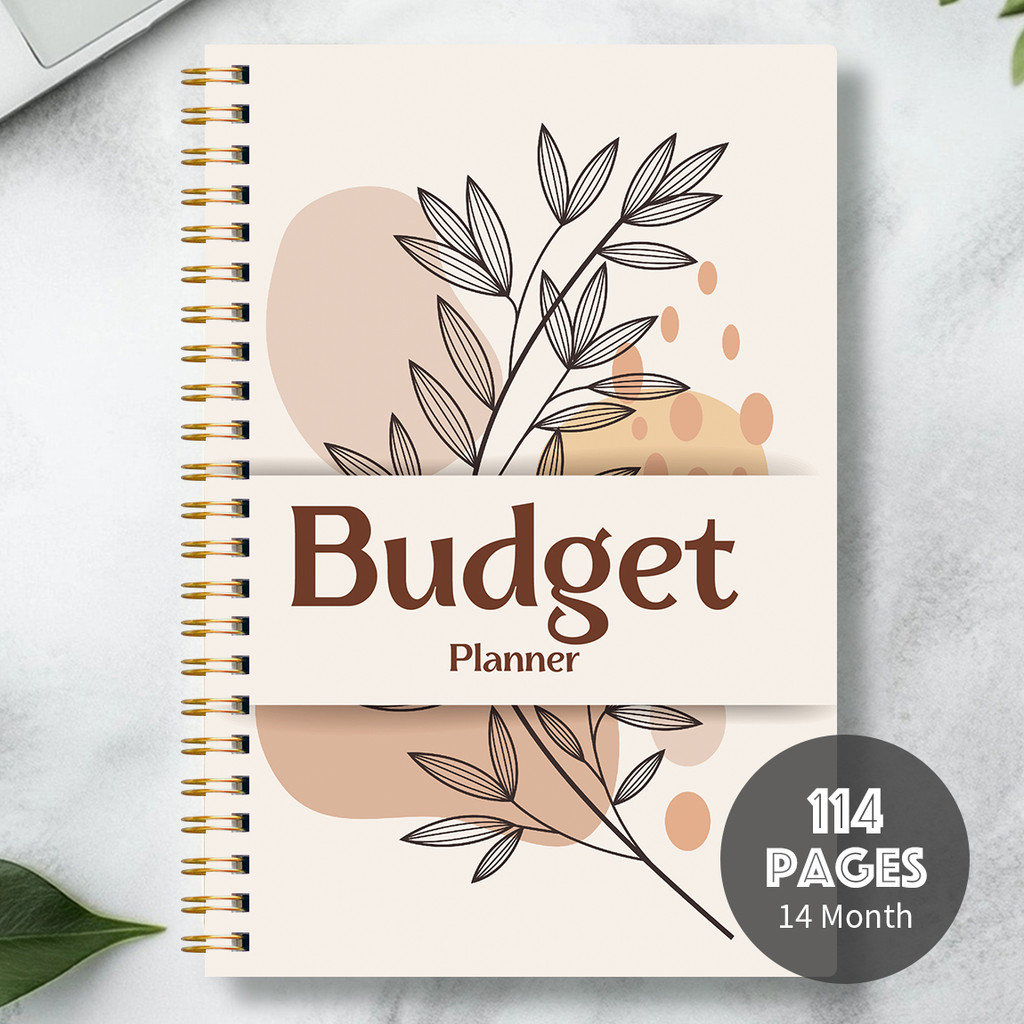 A5 Spiral Budget Planner Beige Botanical Cover Undated Monthly Budget Book Household Finance Income 