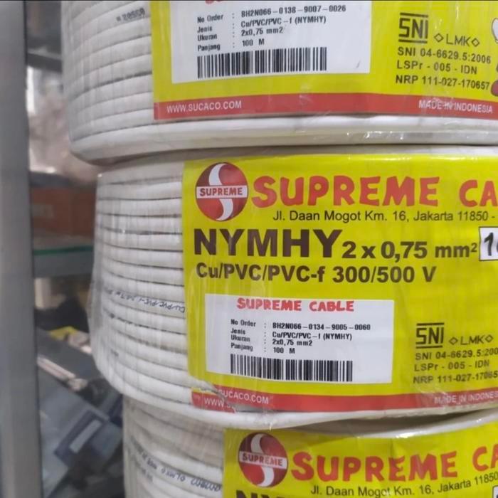 KABEL SUPREME NYMHY 2x0.75 MM @100MTR / Kabel Serabut Nymhy 2x0.75