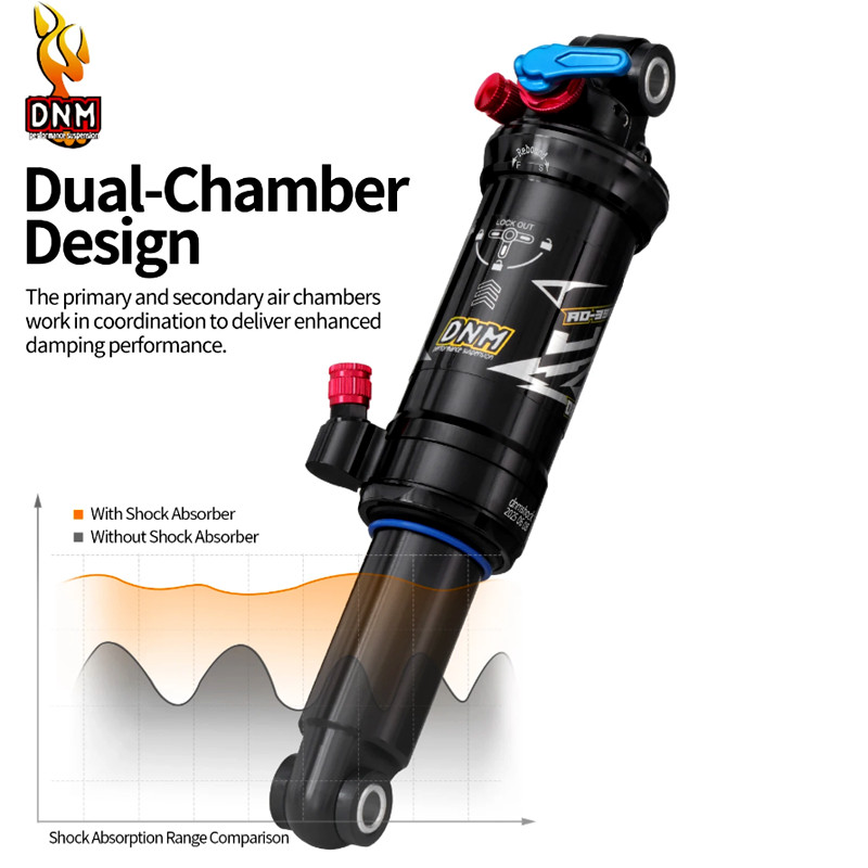 DNM-Bicycle Rear Shock Abosorber, MTB Bike, Soft Tail, Manual Control, Lockable Rebound Air Parts, A