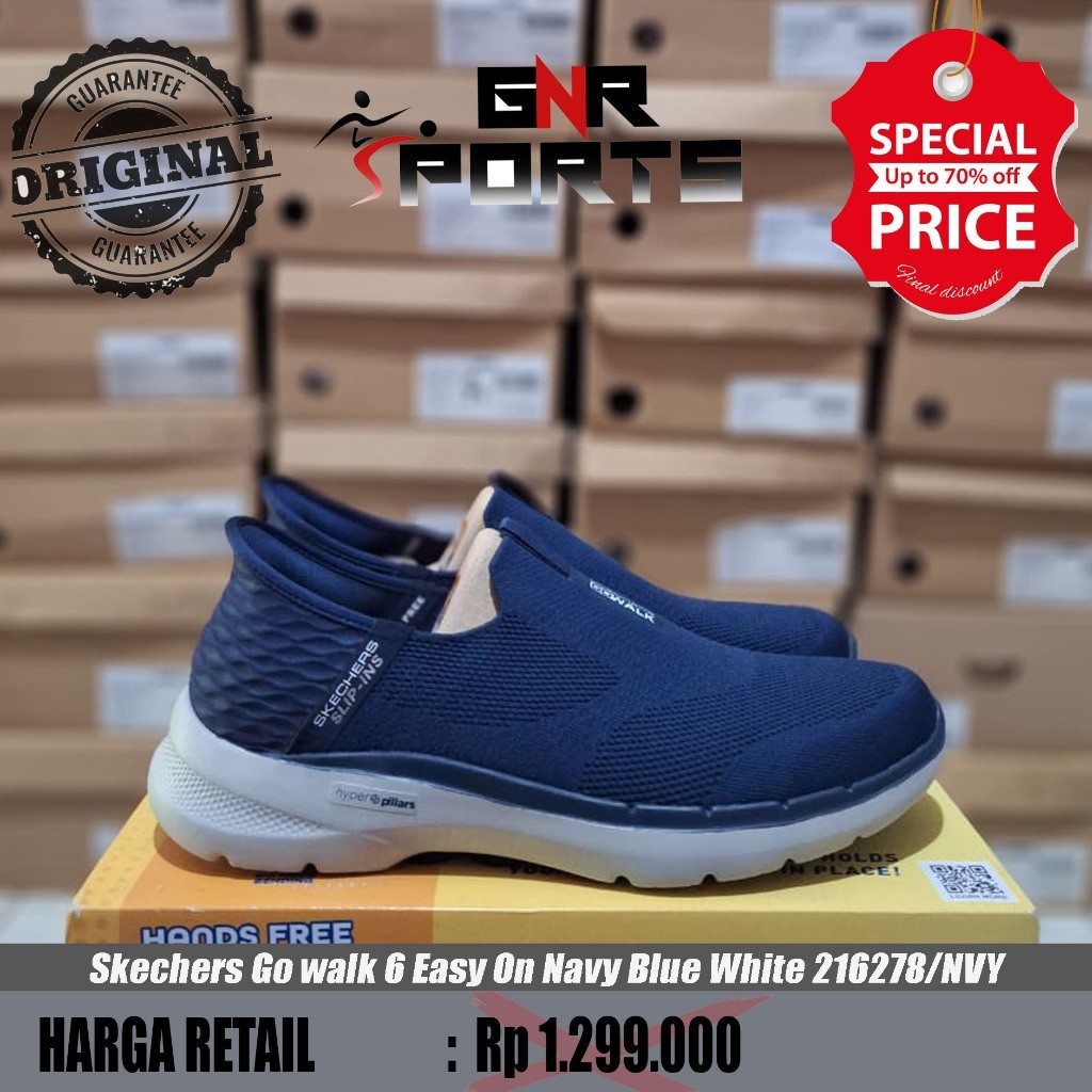 Sepatu Skechers Go walk 6 Easy On Slip Ins 216278/NVY Original 100%