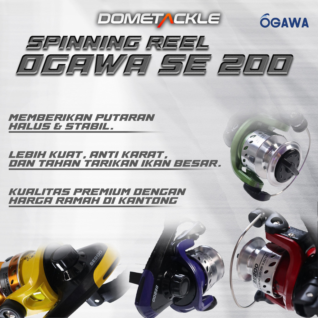 Reel Pancing Spinning Ogawa SE 200A Aluminium Spool, 5 Ball Bearings, Ringan 176gr, Body Plastik