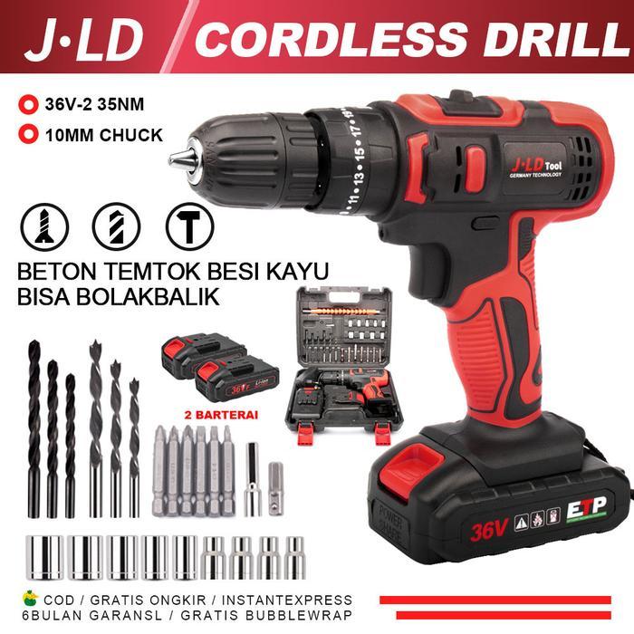 ABLETOOLS JLD 36V Mesin bor baterai 36-2 bor Impact listrik bor cordless bor cas
