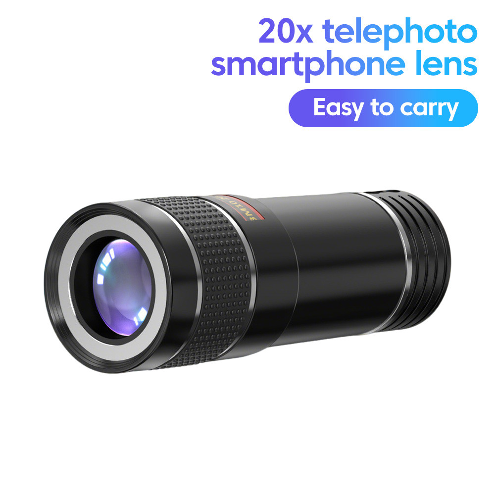 20x Telephoto Smartphone Lens Clip-On Zoom Phone Camera Telephoto Lens Optical Telescope Lens for Ca