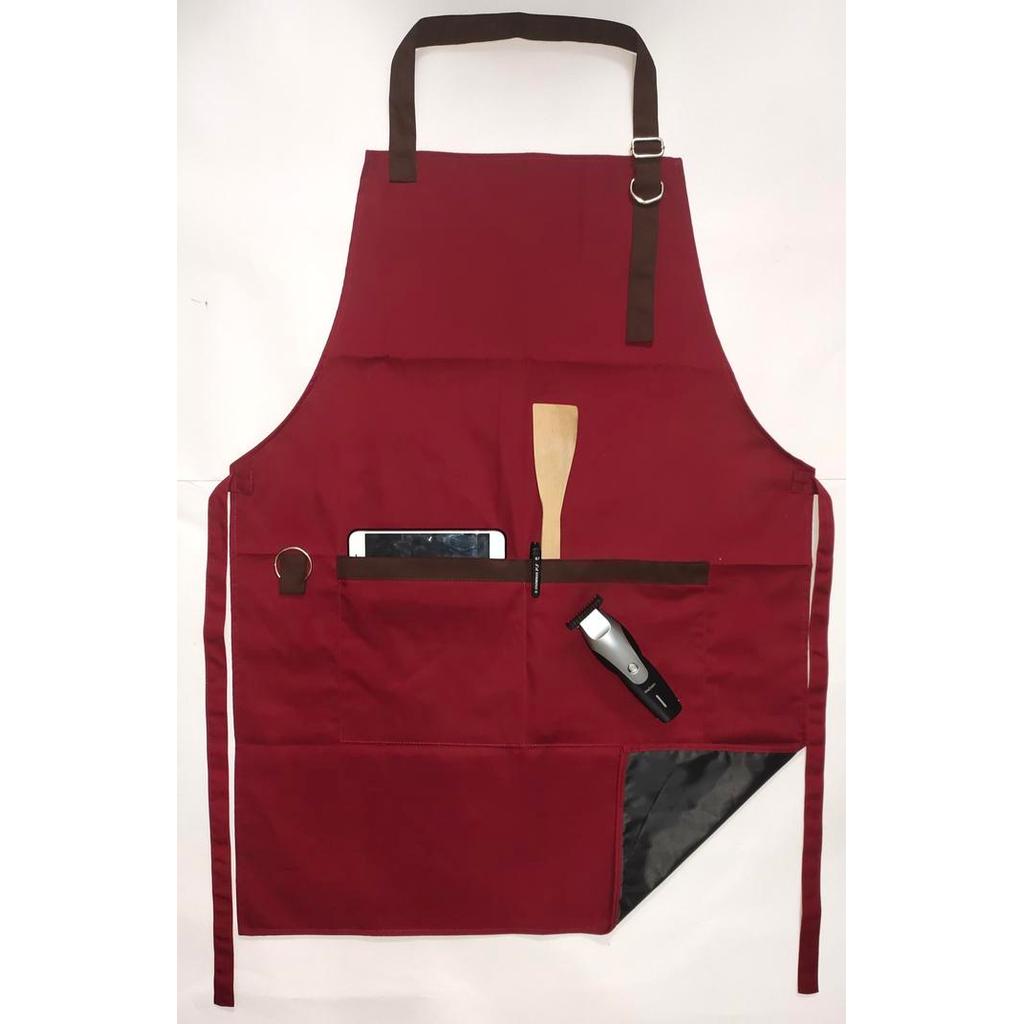 APRON CELEMEK WATERPROOF ANTI AIR ANTI MINYAK - MAROON hitam