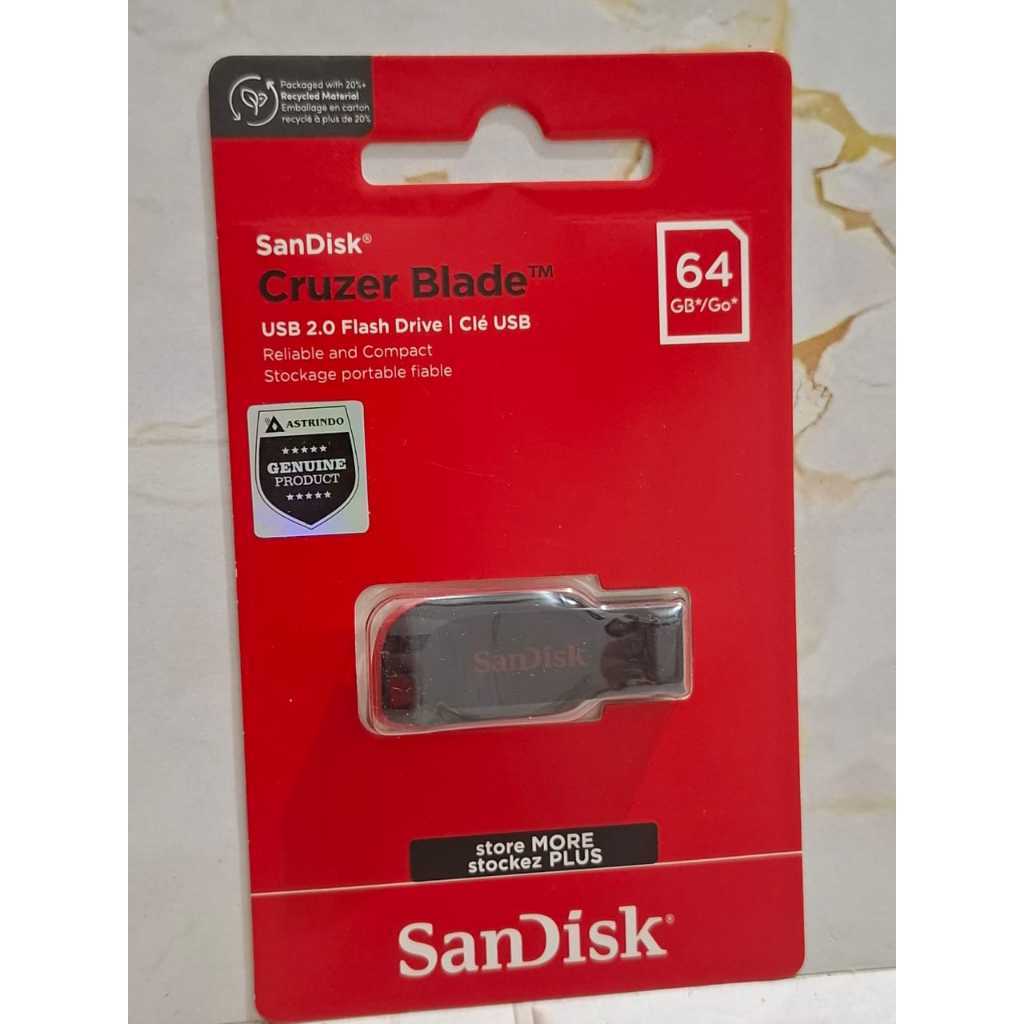 Flashdisk Sandisk 64GB Cruzer Blade Original / Sandisk FD Flash Disk 64 GB