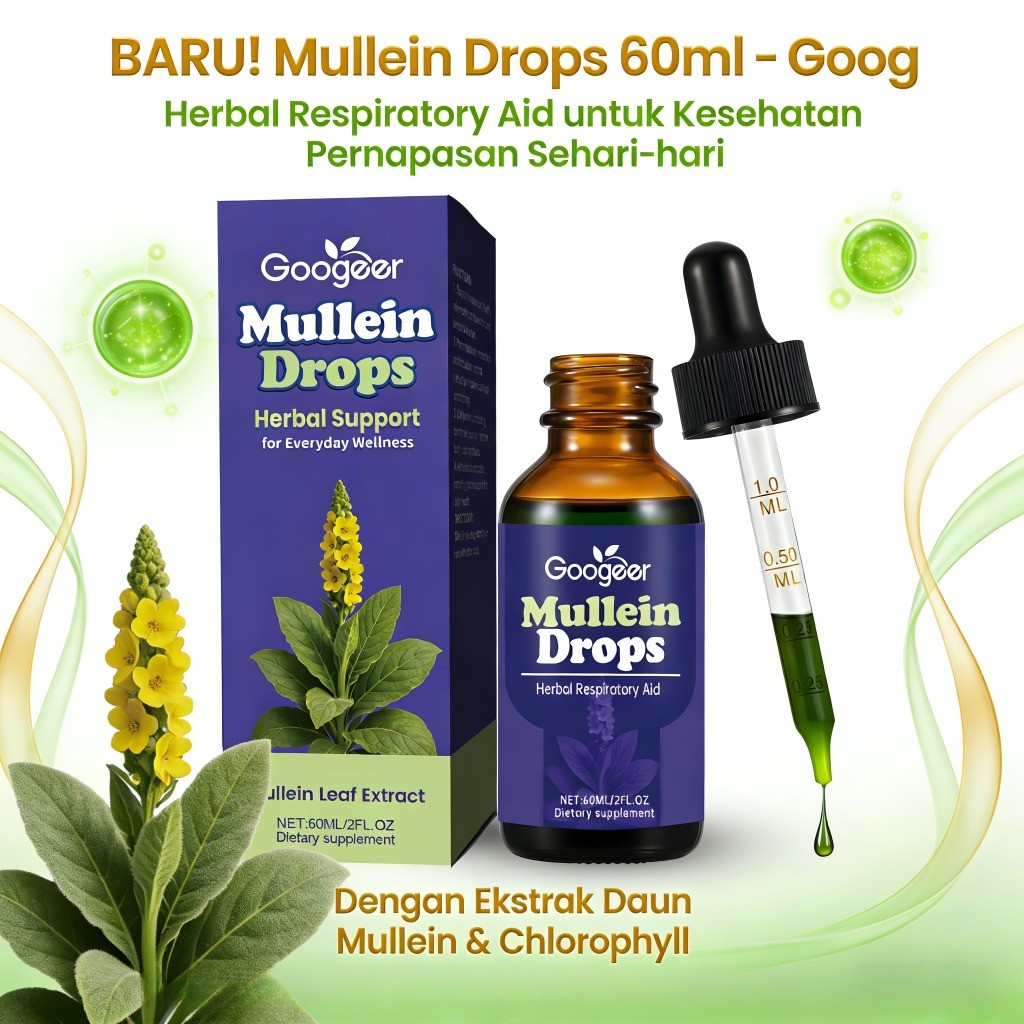 Mullein Drops Herbal Respiratory Aid Ekstrak Daun Mullein Dukung Pernapasan 60ml LY32563