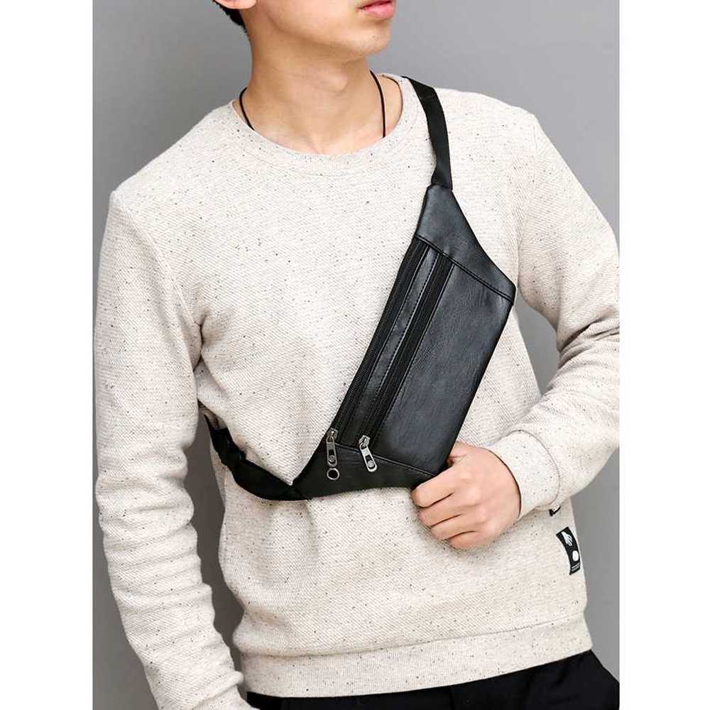 Tas Pinggang Selempang Pria Kulit Retro Waistbag Chest Bag Selempang Dada Cowok Vintage Kulit Sintet