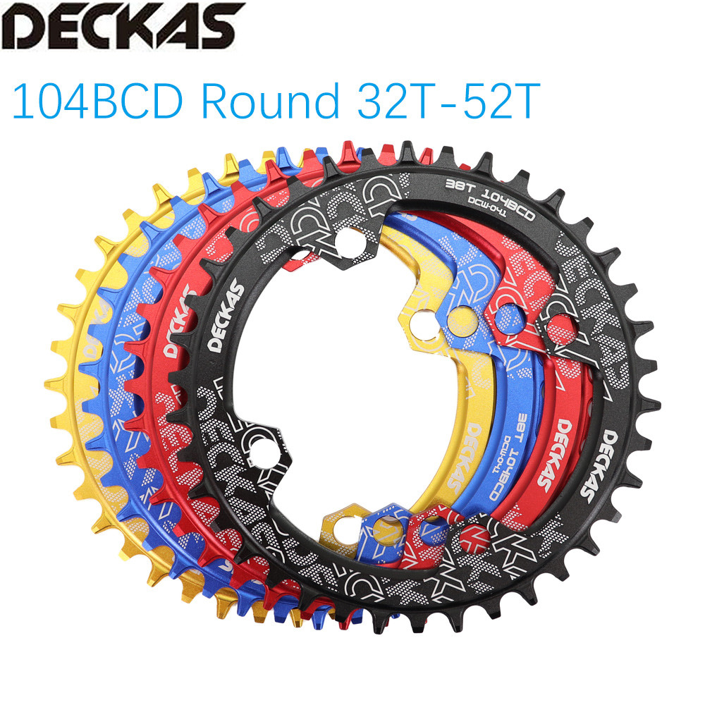 Deckas Round Bike Chainring 104BCD 30 32 40 42 44 46 48T 50 52 Gigi MTB Sepeda Gunung Chainring Chai