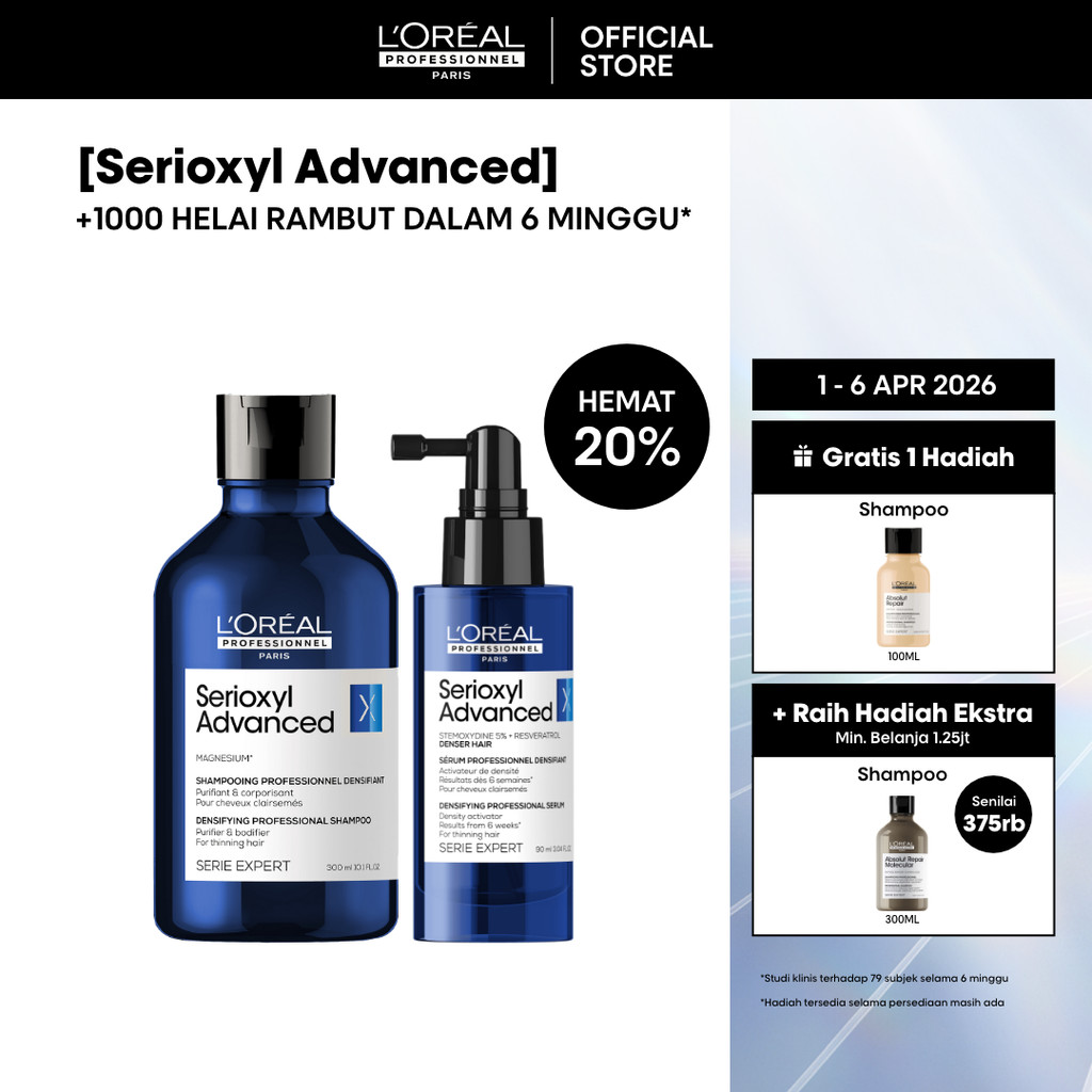 Serioxyl Advanced Duo Set - Hair Serum 90ml + Shampoo 300ml - Untuk Penumbuh Rambut Lebih Lebat by L