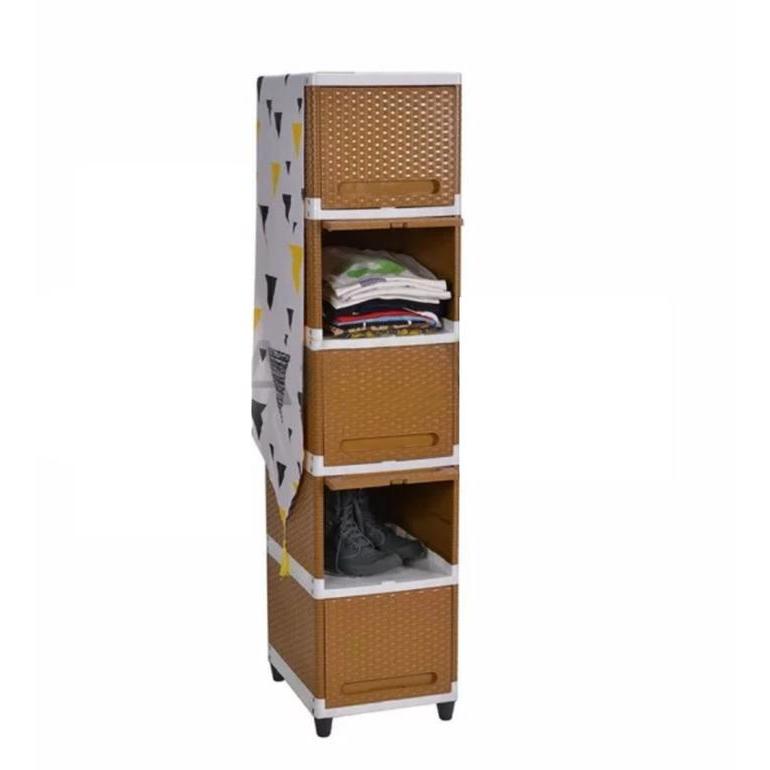 Laci pakaian / laci plastik FLIP club 5 susun - Cokelat