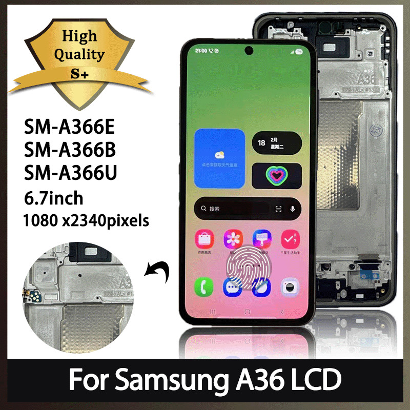Super AMOLED For Samsung A36 A366 LCD With Frame splay Touch Screen gitizer For Samsung A36 A366B A3