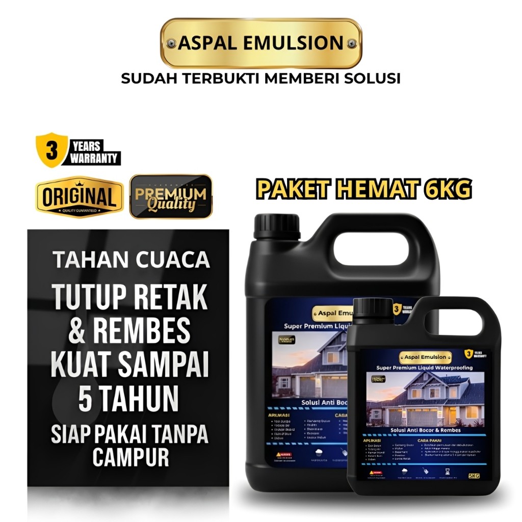 Garansi 3 Tahun Aspal Cair Anti Bocor 6Kg | aspal cair anti bocor | aspal cair premium