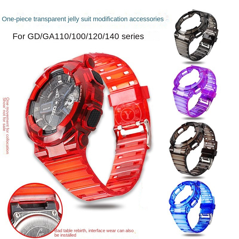 Silicone Wat Case Strap for Casio Watband Bezel GA-100 GA-110/120/140 GD-100/110/120 5081 5229 Trans