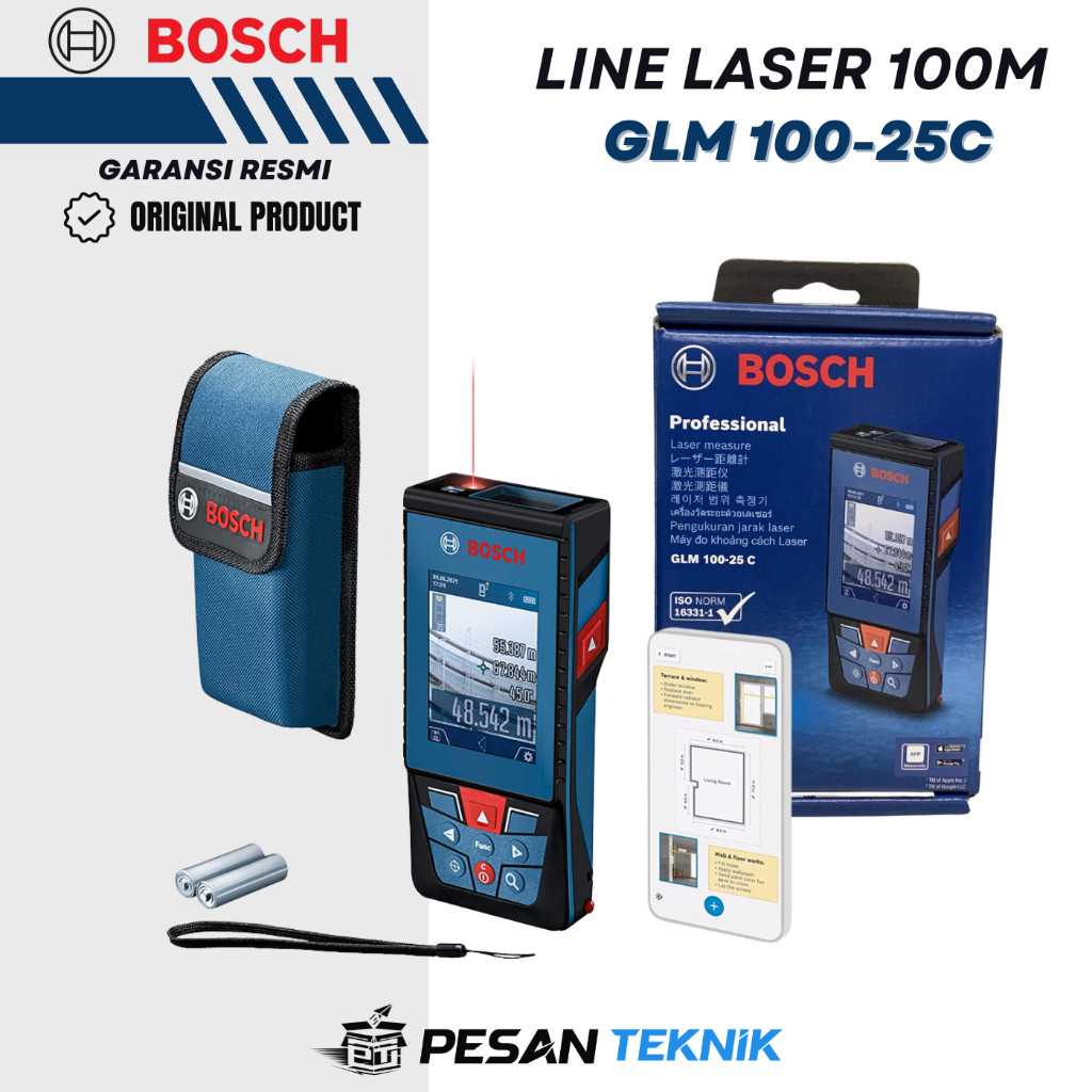 Meteran Laser Range Finder Digital 100M Bosch GLM 100-25C