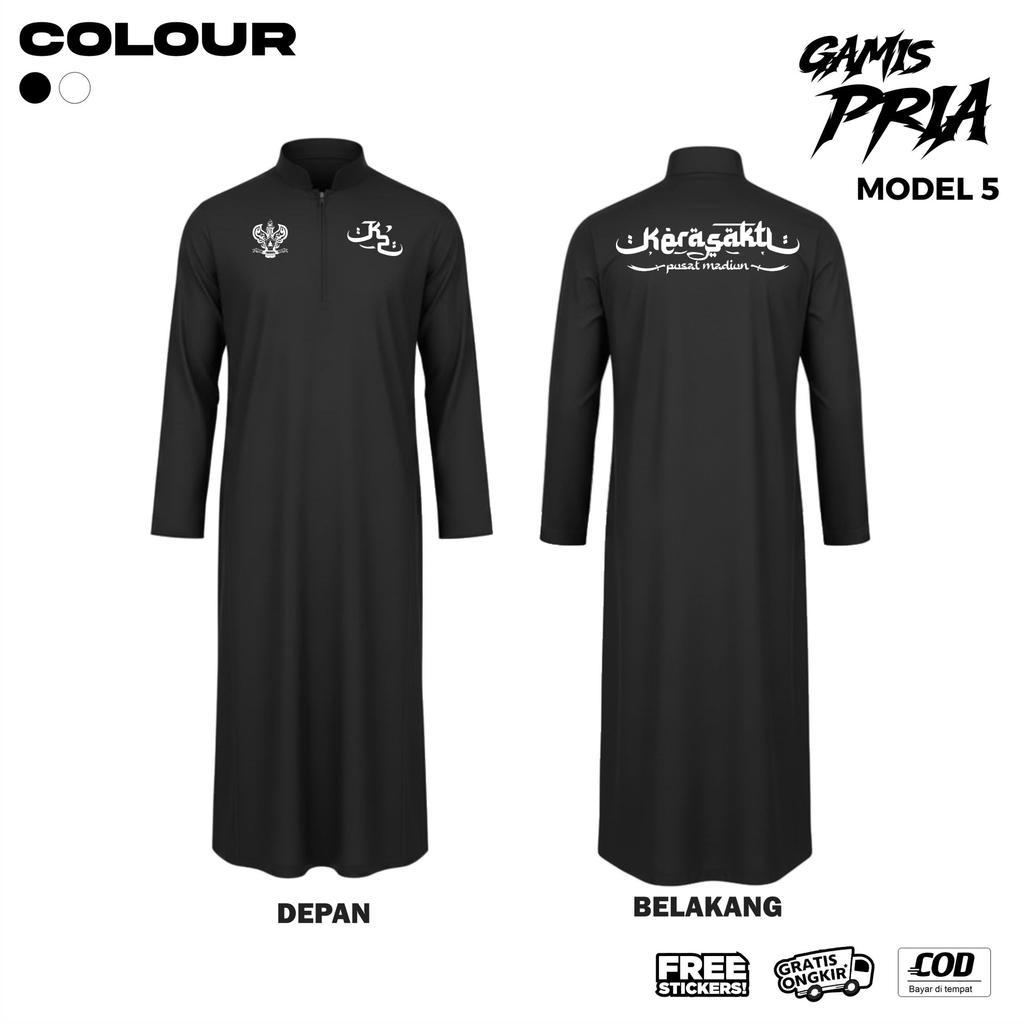 Gamis Pria Kera Sakti Pusat Madiun Zipper Pria Slimfit Line Menyala Muslim Wudhu Friendly BDY3