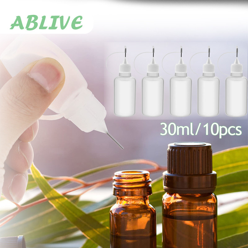 10pcs Botol Jarum Mini 30ml Needle Dropper Bottle Botol Jarum Tetes Otol Aplikator Henna