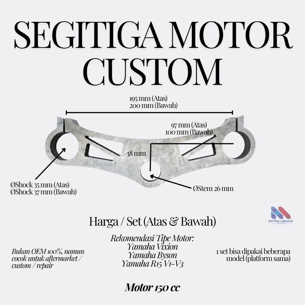 Segitiga Motor YAHAMA VIXION, YAMAHA BYSON, YAMAHA R15 V1-V3 Custom 1 Set Atas Bawah Presisi Tinggi 