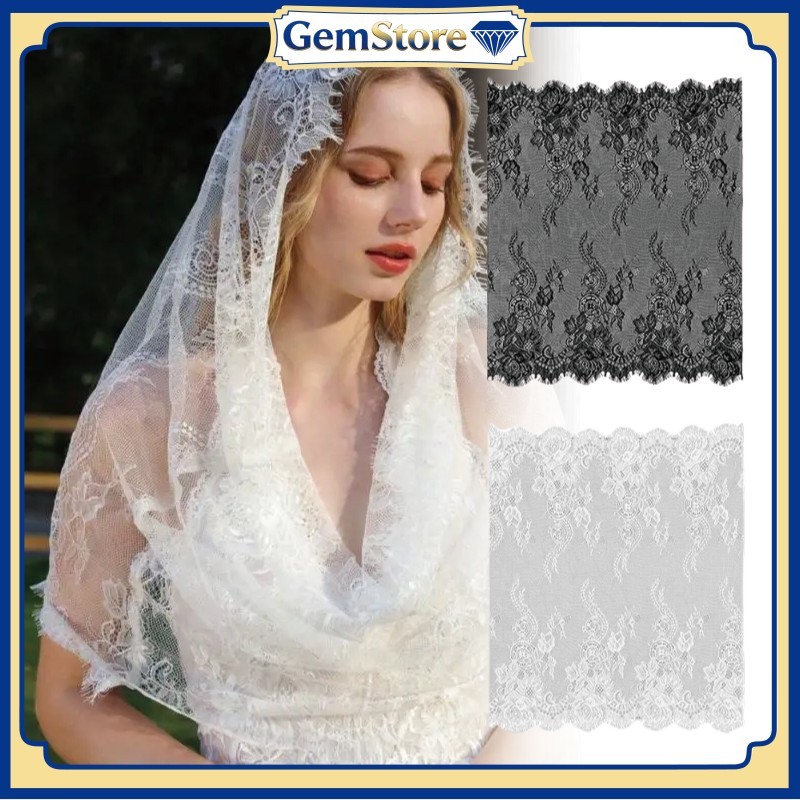 Kerudung Doa Katolik Mantilla Pasmina Lace Premium Brokat Renda Desain Bulat Ideal Untuk Acara Misa 