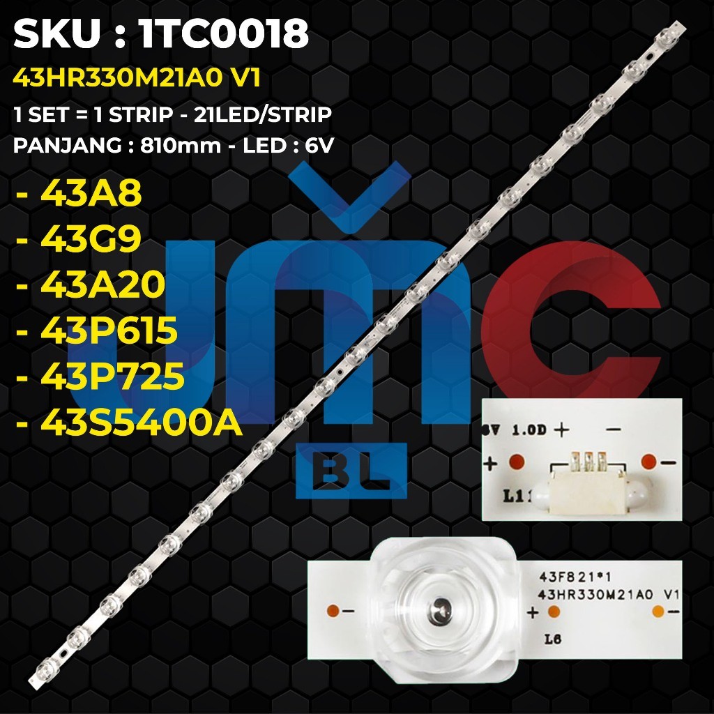 Backlight TV TCL 43 Inch 43A8 43G9 43A20 43P615 43P725 43S5400A 43HR330M21A0 V1