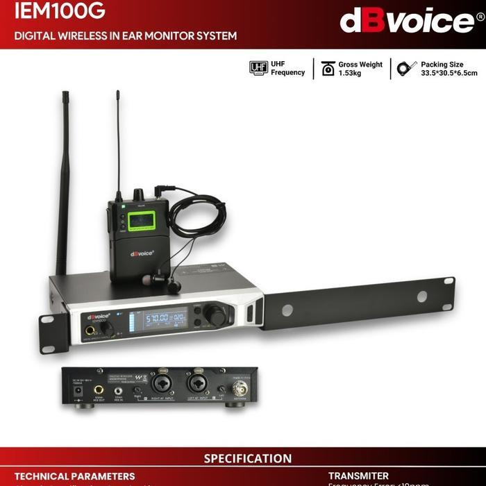 Ear Monitor Wireless Dbvoice IEM 100 G Original Digital Wireless in Ear Monitor