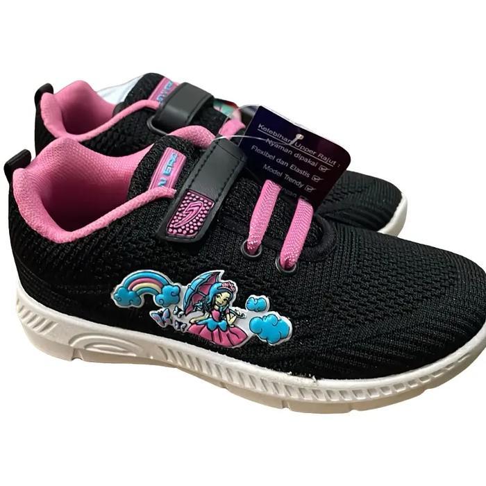 SEPATU ANAK CEWE NEW ERA - RATU MINI 02 - HITAM MERAH FUSHIA - 27