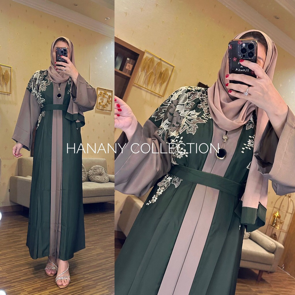 BIG SALE Abaya Dubai Hijau Botol Bordir