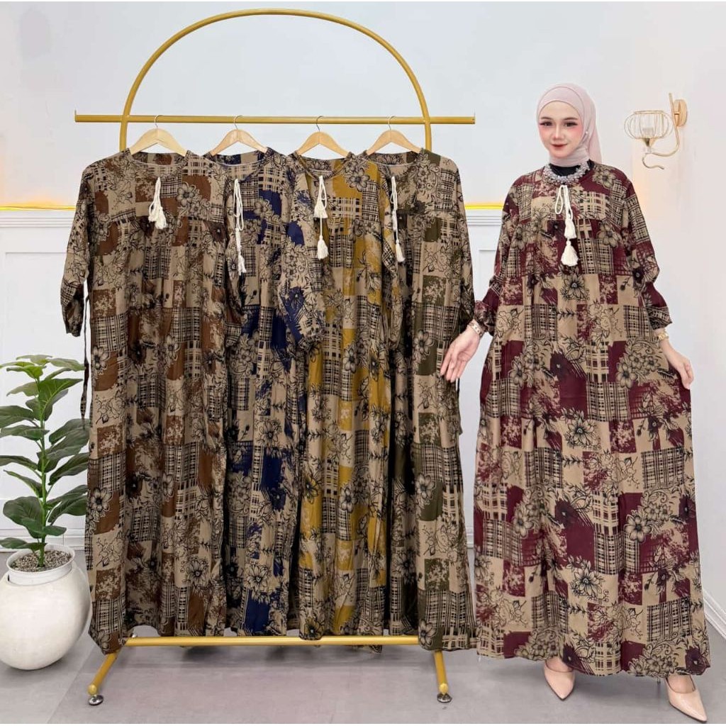PROMO Gamis Laseman Gamis Terbaru Bahan Rayon Premium Gamis Busui Adem Nyaman Dress Muslim Motif Bat