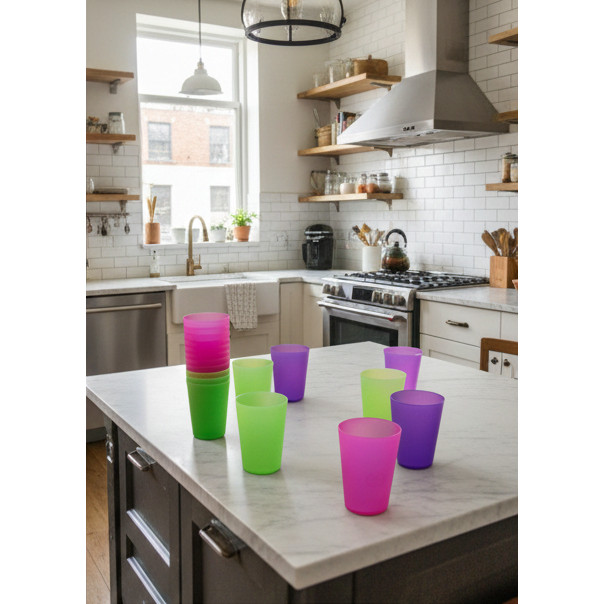 Gelas Minum Lusinan Souvenir Nikahan Arisan isi 12pc Tempat Minum Pelangi Gelas Plastik Tebal