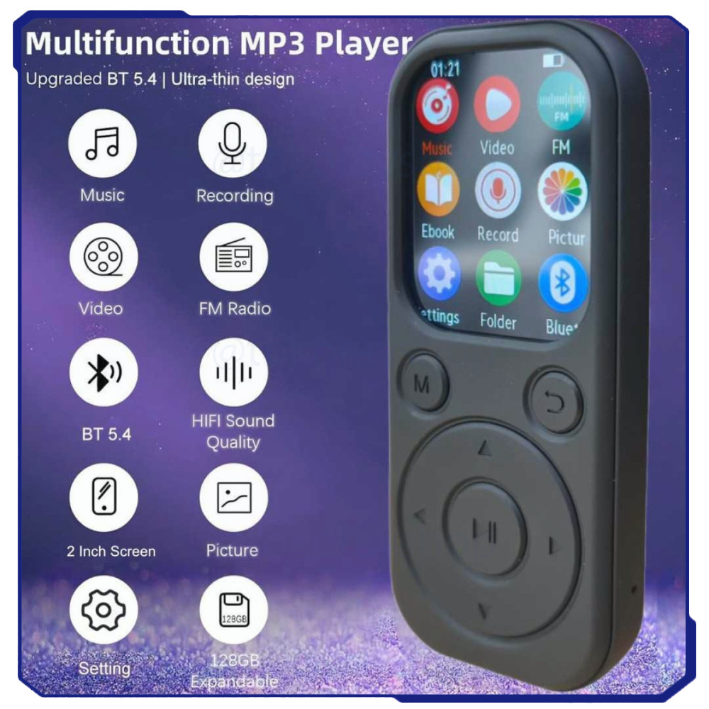 MP3 Digital Audio Player HiFi Bluetooth MP4 2 Inch 210mAh - SD-09