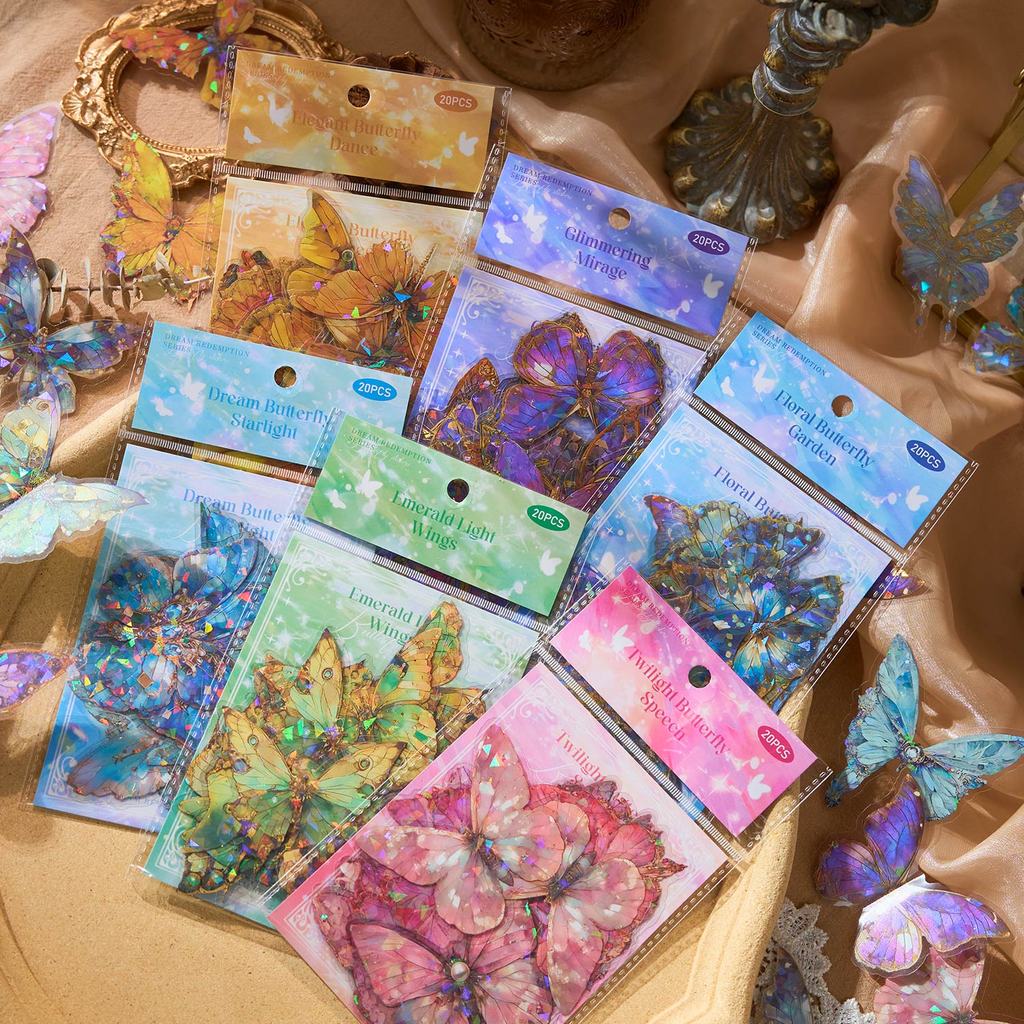 Stiker Dekorasi Jurnal Kupu-kupu Foil Emas, Paket Stiker Aesthetic untuk DIY Scrapbook & Bullet Jour