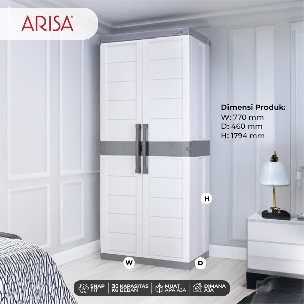 ARISA CA 202A / CA 202  - LEMARI PLASTIK JUMBO MODERN / LEMARI PAKAIAN 2 PINTU RAK HANGER / LEMARI 2
