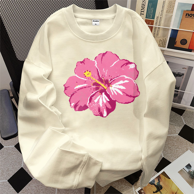 Jessica Kaos Lengan Panjang Tangan Karet Kaos Oversize Unisex | Motif Pink Flower | Korean Style Baj
