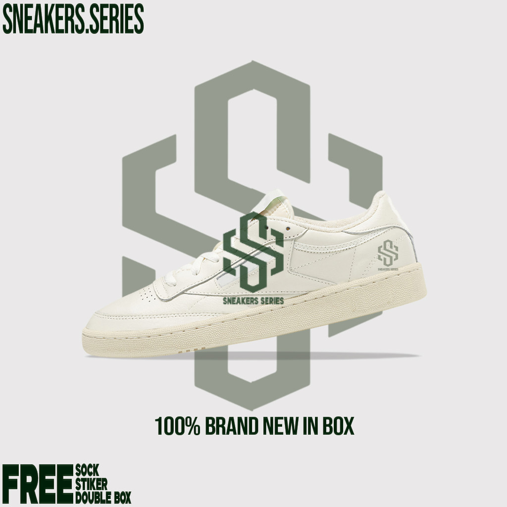 Sepatu Reebok Club C 85 Vintage White Green  100% BNIB