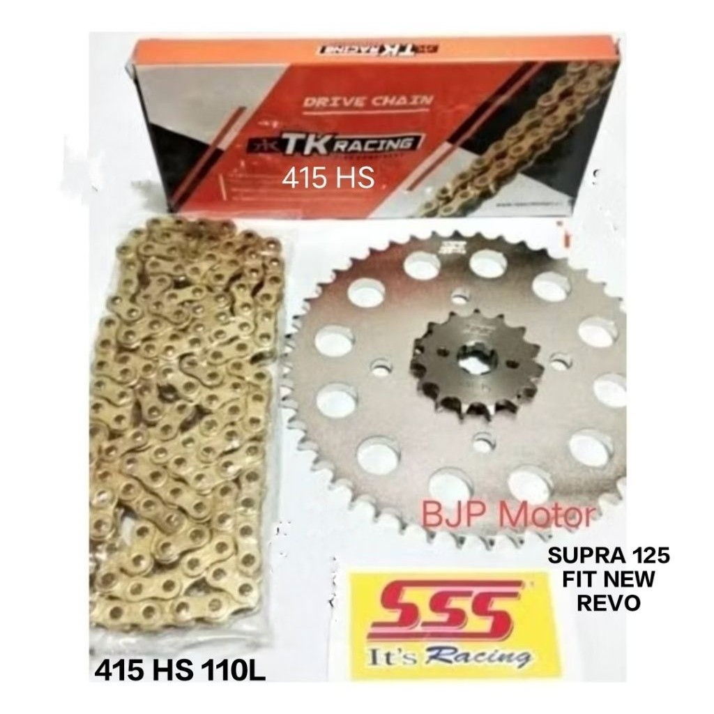 Gear set SSS 415  SUPRA 125 FIT NEW REVO BLADE rantai TK Racing 415 HS 110L Gold gir depan SSS gir b