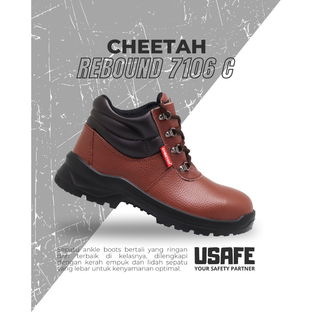( GARANSI ) Sepatu Safety Cheetah 7106C 7106 Coklat ORIGINAL