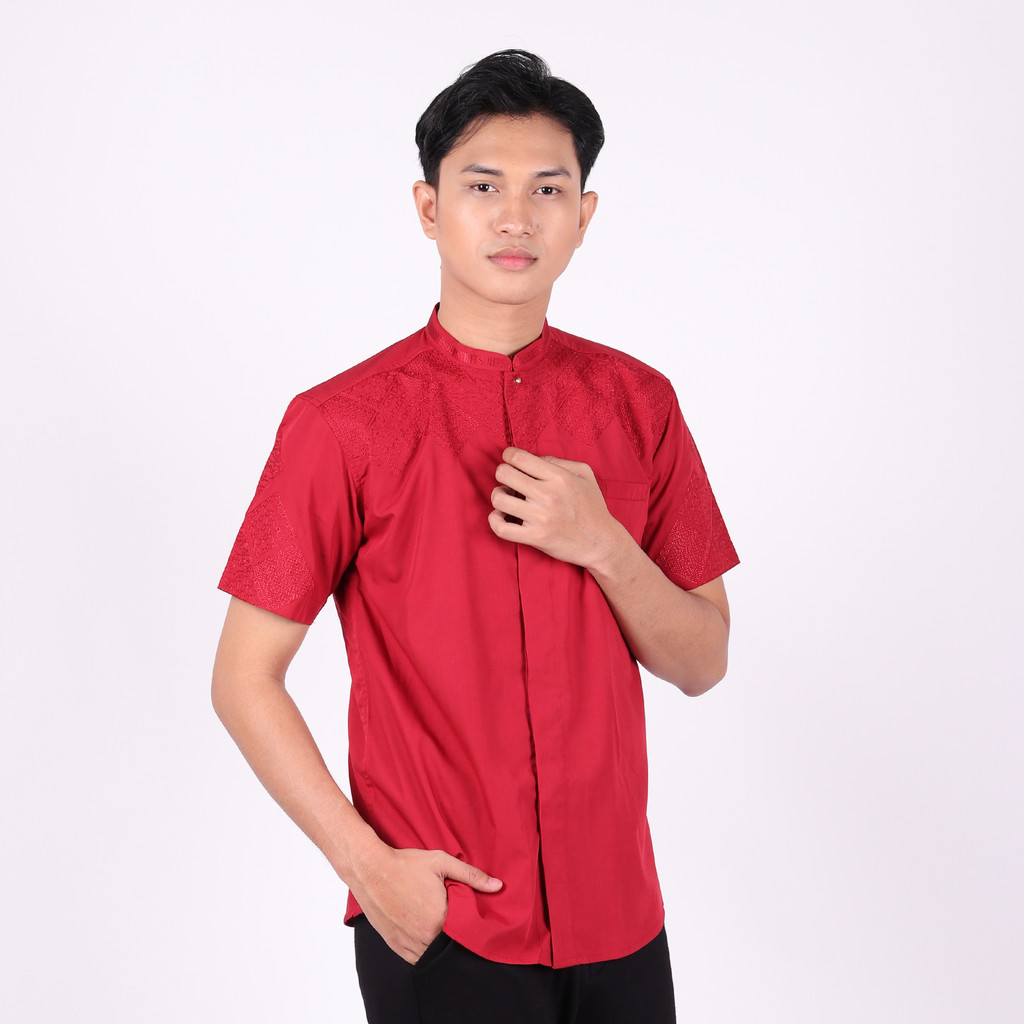 Baju Koko Asli 100% Original | Baju Koko BHS Cosmo Ishaq Merah BHS Original