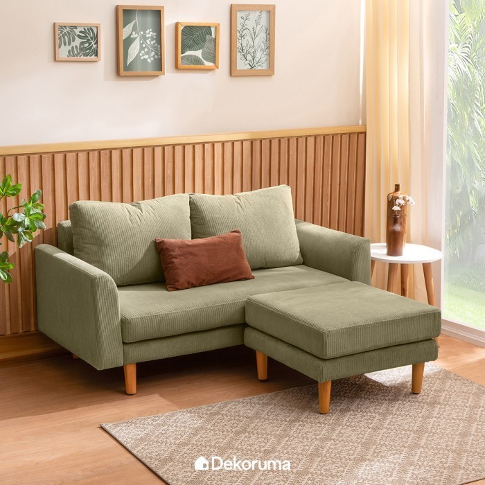 Dekoruma NITTA Sofa L Kain / Sofa Sudut / Sofa Tamu Minimalis Kain - Hijau