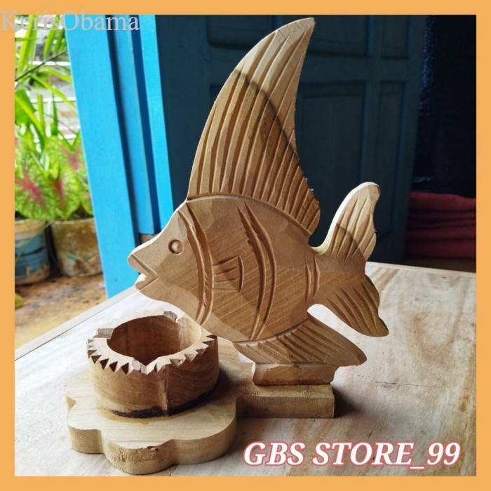 ASBAK KAYU JATI MOTIF IKAN - ASBAK KAYU UKIR murah SW3