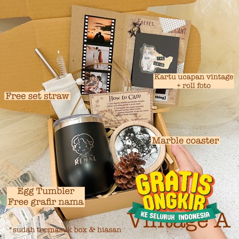 Hampers Gift Set Cewek Custom Nama Unik Black Mamba Hadiah Cowok Ulang Tahun Graduation Gelas Stenle