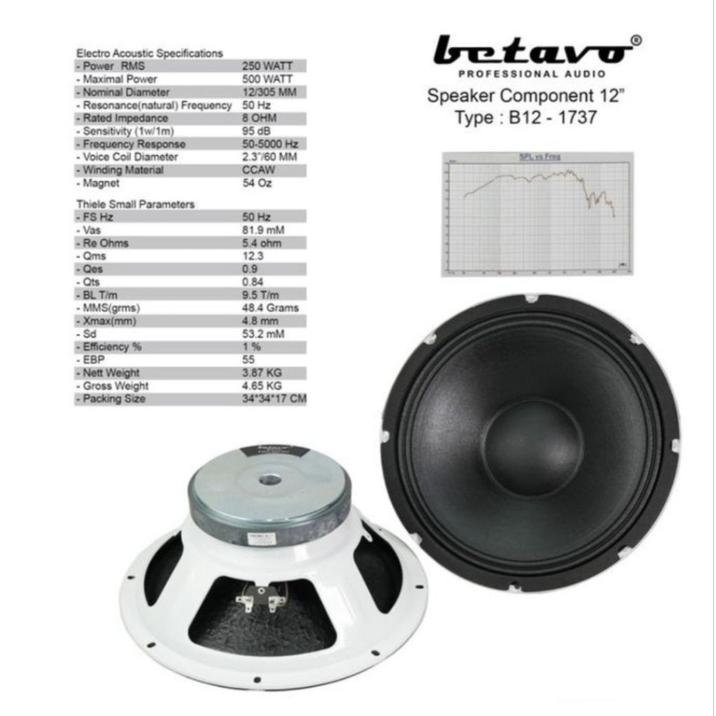 Speaker KOMPONEN BETAVO B12-1737 12 Inch BETAVO B121737