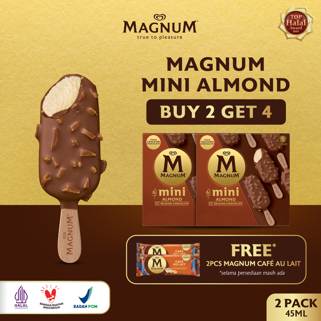 [BUY 2 GET 4] Magnum Mini Almond 2 pcs FREE 2 pcs Magnum Café Au Lait - Walls Es Krim / Ice Cream