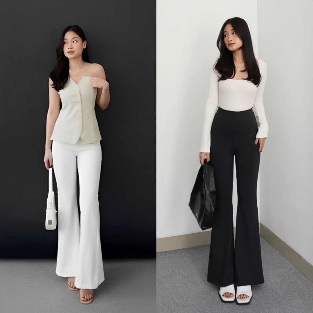 Celana Cutbray Scuba wanita Celana panjang wanita Pinggang Highwaist  Kulot Cutbray Scuba Celana Fit