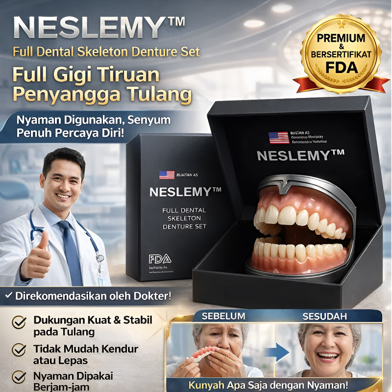 [Senyum Natural & Nyaman Sepanjang Hari] Full Denture Set 1set Gigi Palsu Lepas Pasang Gigi Palsu Se