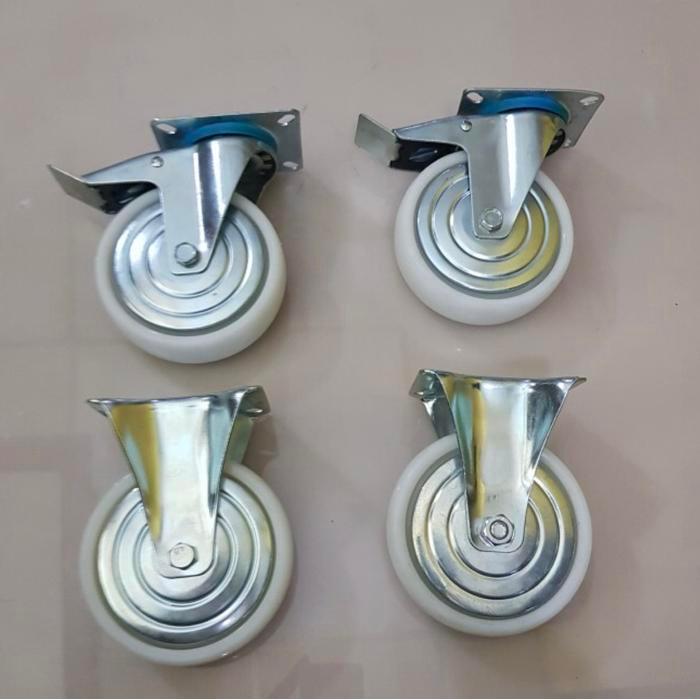 roda nilon 6 inch putar rem mati / roda troli 6 inch